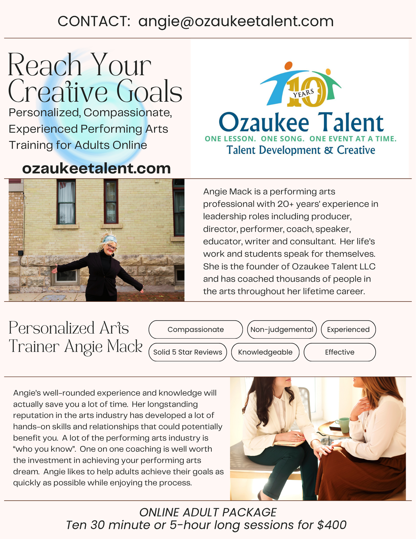 Personalized, Compassionate, Experienced Performing Arts Training for Adults Online