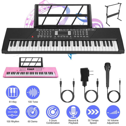 61-key digital music keyboard electronic piano toy with colorful keys, perfect for beginners and young musicians.