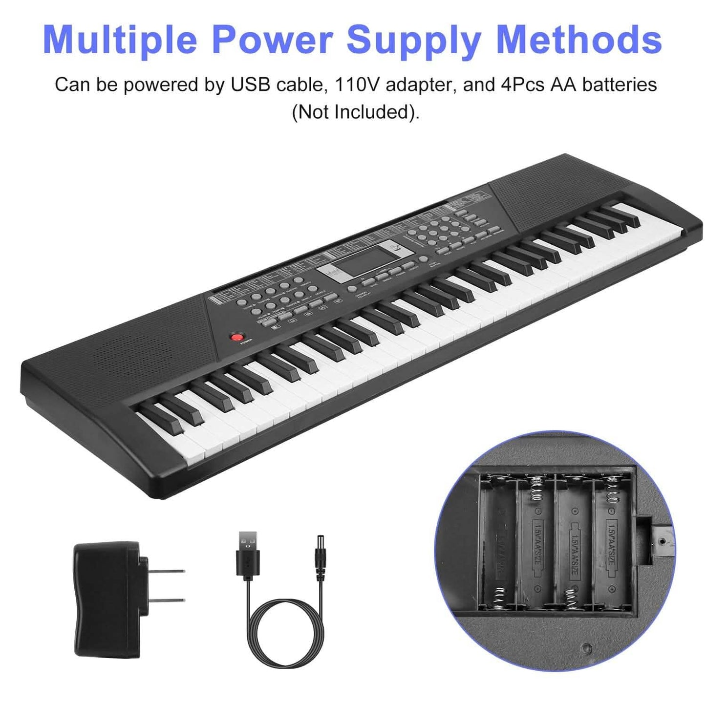 Digital music keyboard with 61 keys from DailySale, electronic piano designed for kids and beginners, colorful toy piano with keys.
