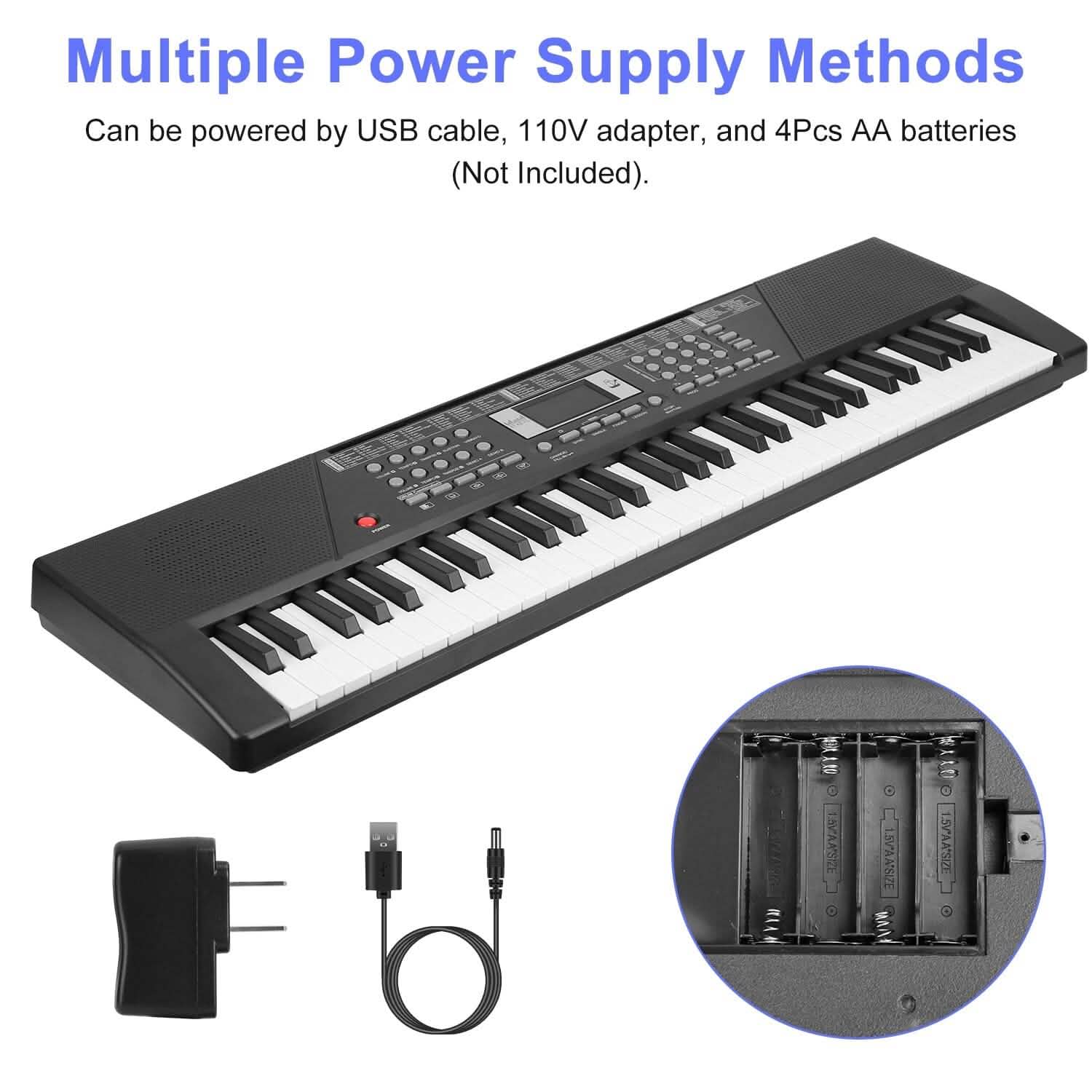 Digital music keyboard with 61 keys from DailySale, electronic piano designed for kids and beginners, colorful toy piano with keys.
