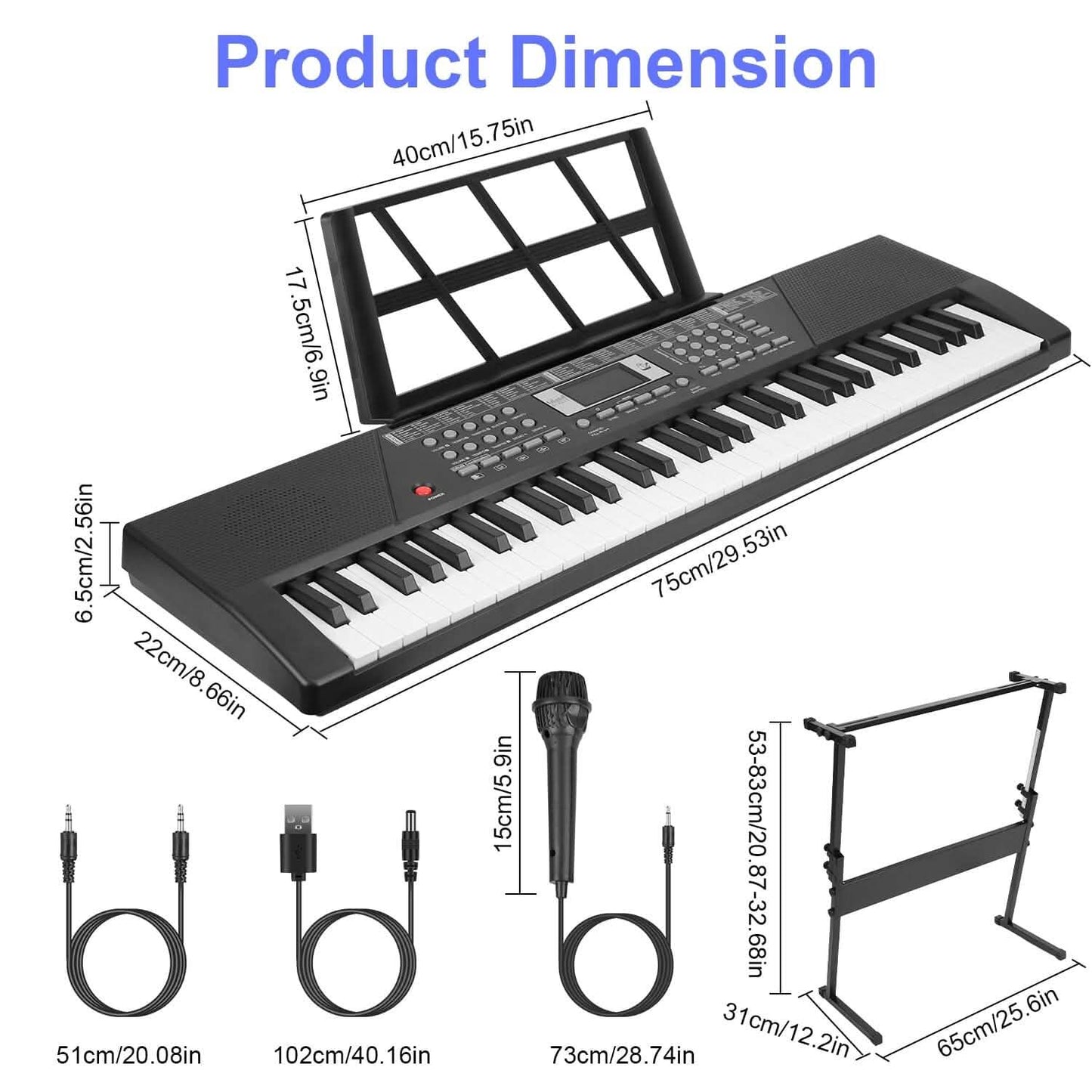 Digital music keyboard electronic piano with 61 keys, ideal for kids' toys and games, by DailySale.