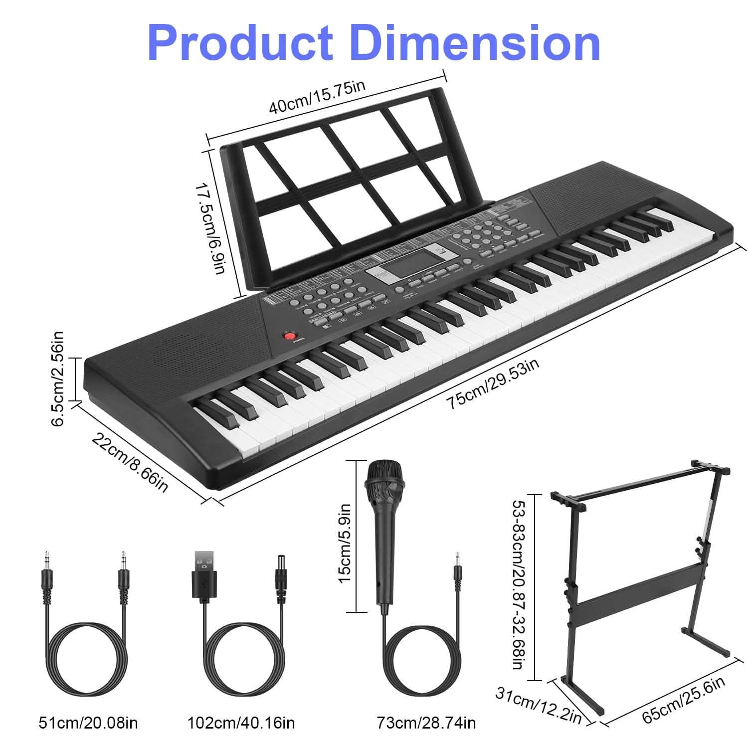 Digital music keyboard electronic piano with 61 keys, ideal for kids' toys and games, by DailySale.