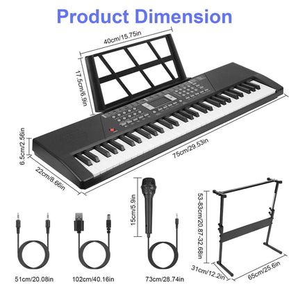 Digital music keyboard electronic piano with 61 keys, ideal for kids' toys and games, by DailySale.