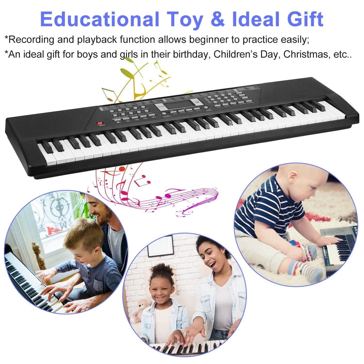 Digital music keyboard electronic piano with 61 keys, designed for kids' toys and games by DailySale.