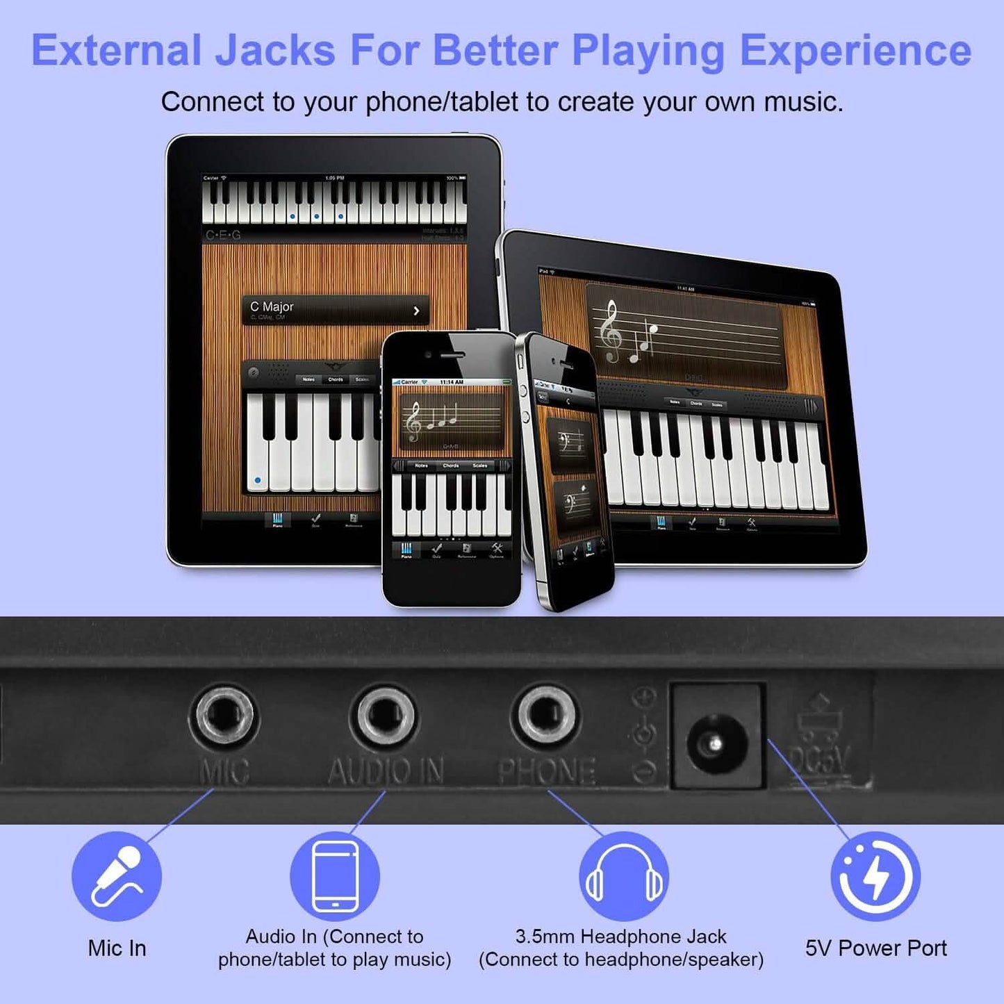 Digital music keyboard electronic piano with 61 keys, ideal for kids' toys and gaming, by DailySale.