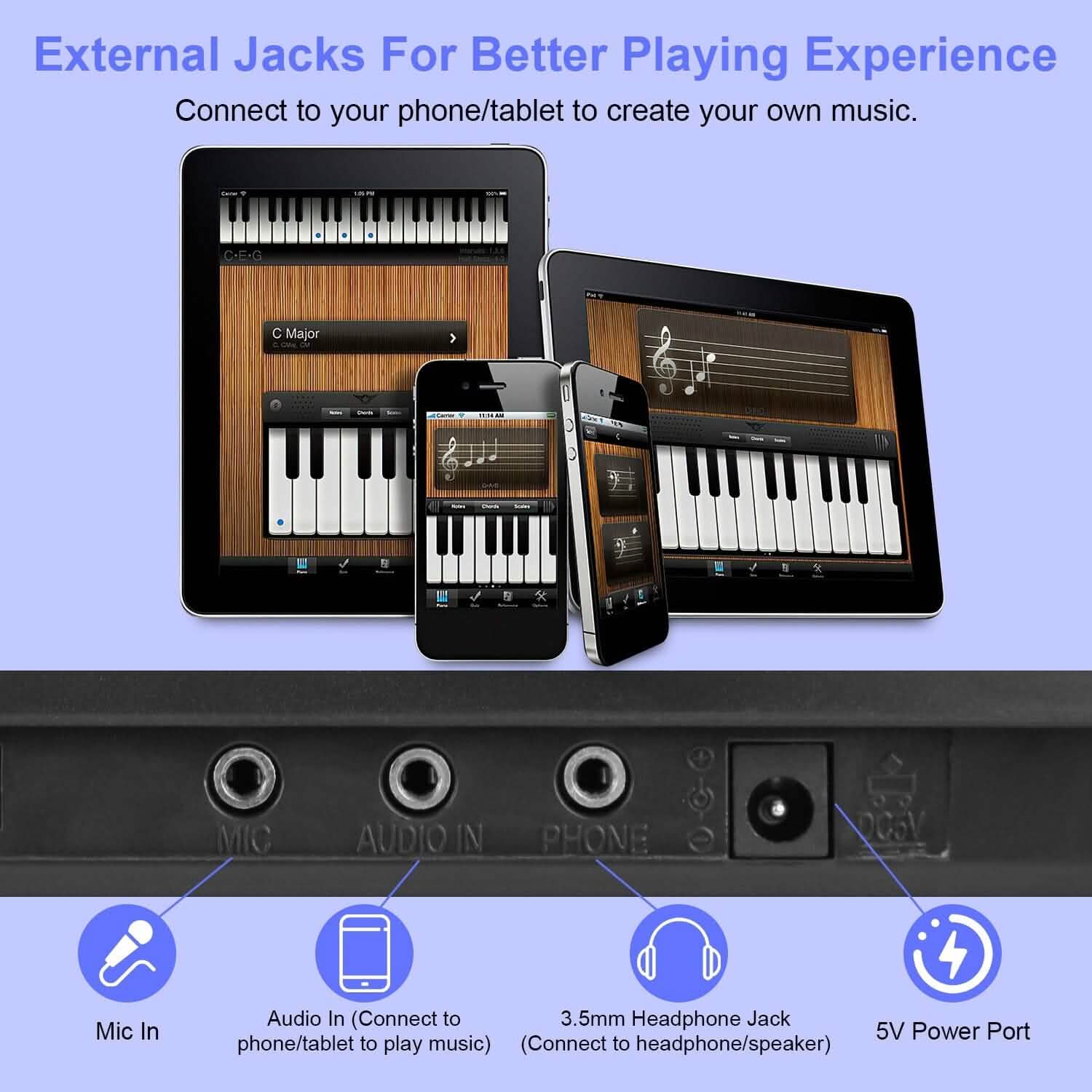 Digital music keyboard electronic piano with 61 keys, ideal for kids' toys and gaming, by DailySale.