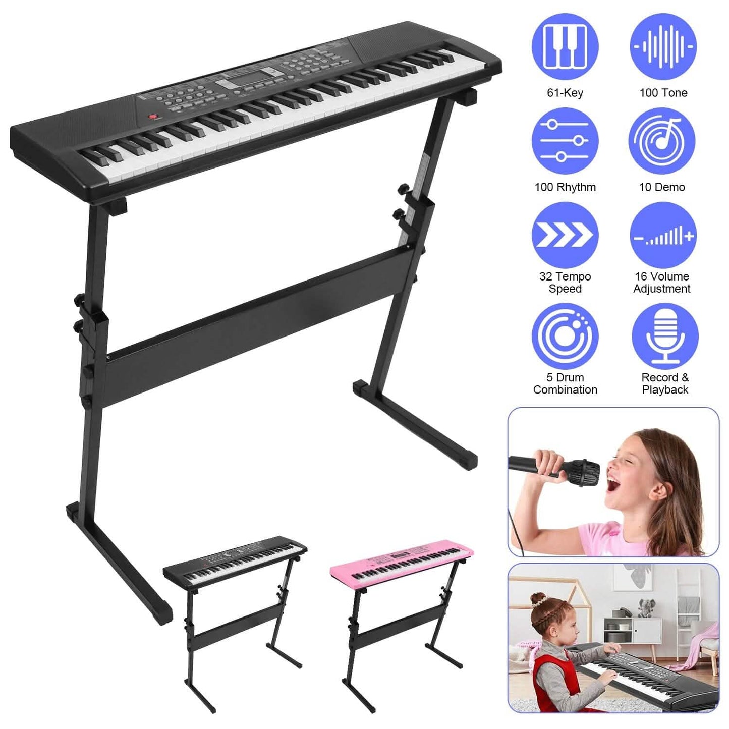 Digital music keyboard electronic piano with 61 keys, ideal for beginner musicians, from DailySale.