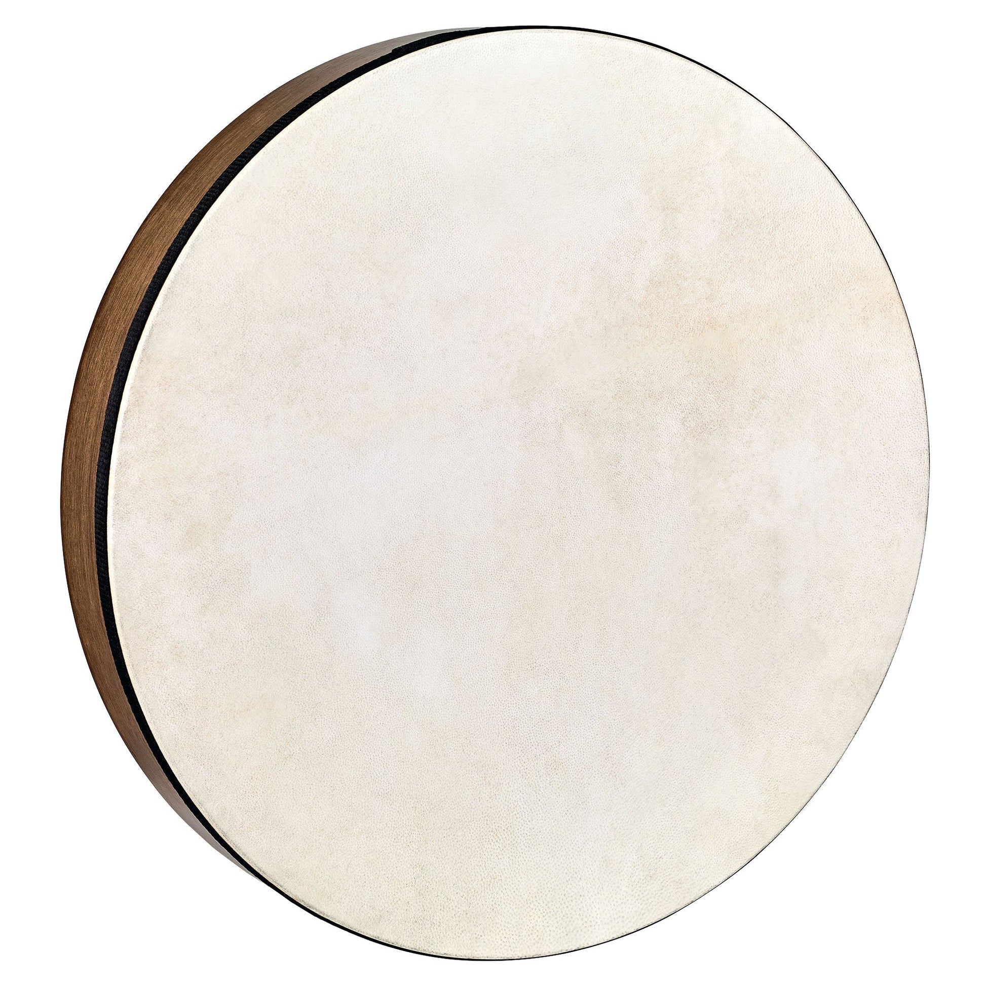 18-inch hand drum with walnut brown finish, made by Utah Energy Healing Center, featuring a natural wood surface and handcrafted design.