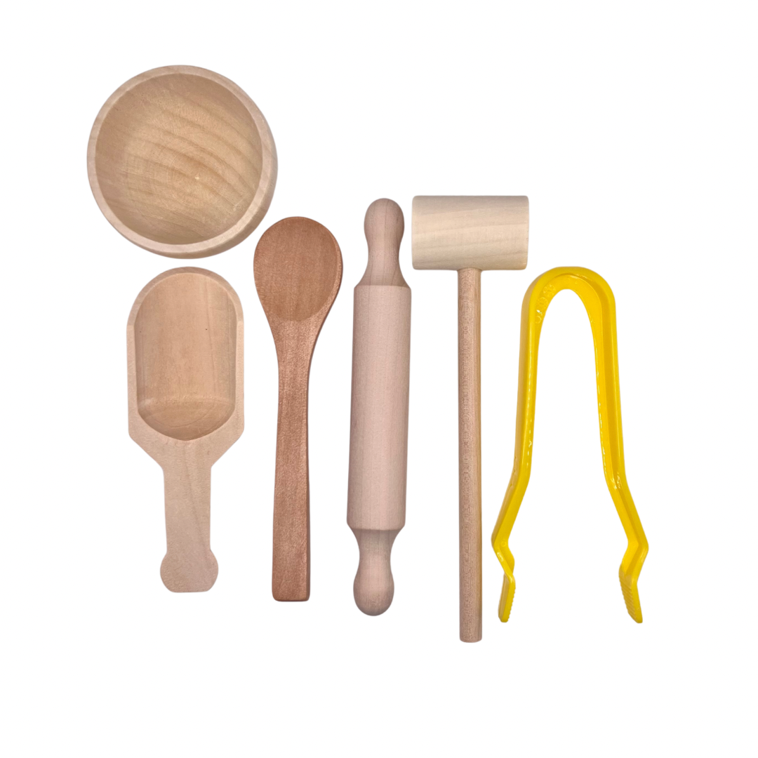 Playful Little Minds fine motor sensory play tool kit for kids with colorful accessories for developing fine motor skills.