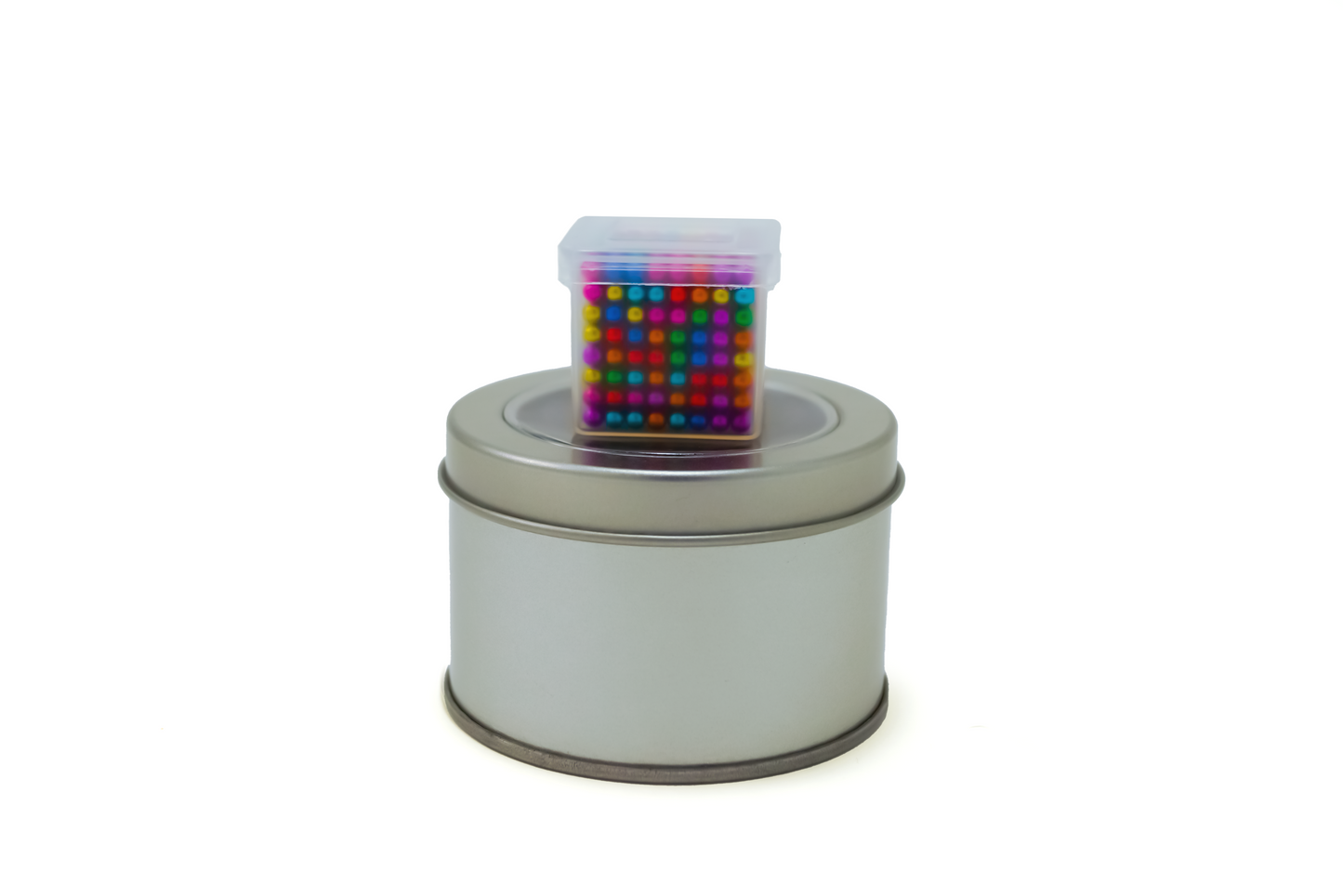 Metal magnetic balls fidget toy with 3mm size, featuring shiny metal spheres arranged in a playful pattern.