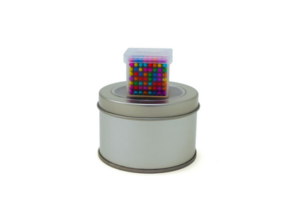 Metal magnetic balls fidget toy with 3mm size, featuring shiny metal spheres arranged in a playful pattern.