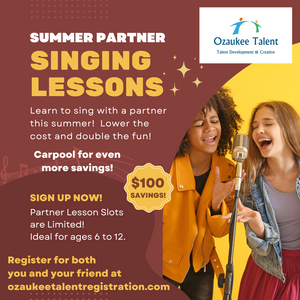 Now Reserving! Summer Partner Singing Lessons! - Ozaukee Talent Shopping Cart