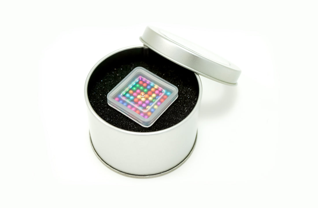 Magnetic balls fidget toy with 3mm metal balls from USB Memory Direct, showing shiny, interconnected magnetic spheres for stress relief.