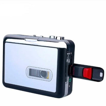 DailySale cassette tape player converter for MP3 and WAV, with headphones, portable audio accessory for digitizing tapes.