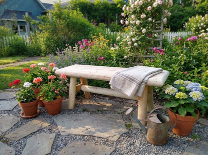 Outdoor farmhouse entryway bench by Cedar Creek Rustic Furniture with wooden slats and sturdy black metal legs.