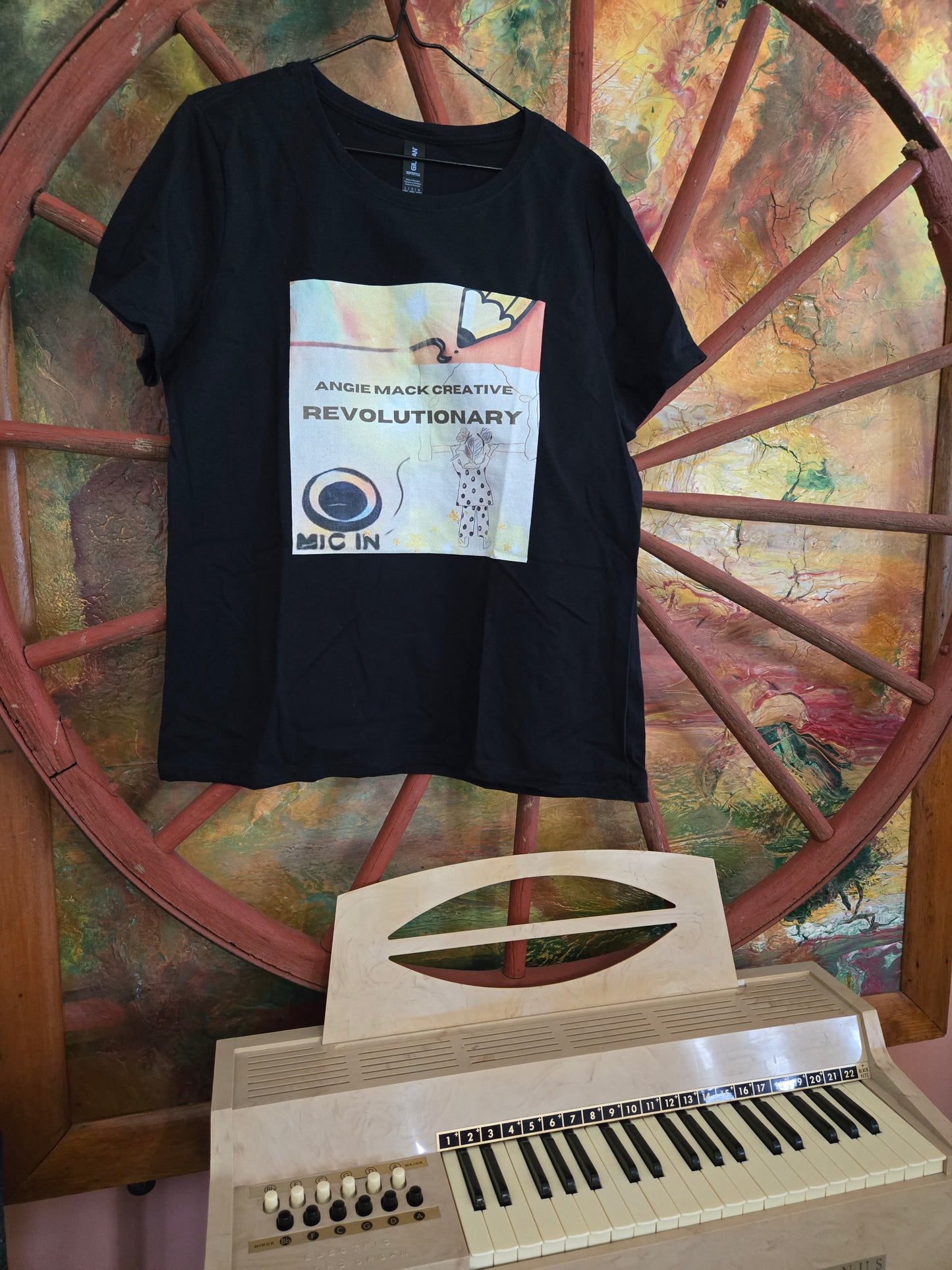 Adult Large Music T-Shirt "Revolutionary"Design by Angie Mack Creative Limited Edition - Ozaukee Talent Shopping Cart