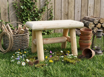 Rustic wooden outdoor garden bench by Cedar Creek Rustic Furniture, showcasing a sturdy design and natural wood finish.